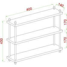 Inci Baharatlık, Mutfak Rafı, Çok Amaçlı Raf, 3 Katlı , Metal Ayaklı, Organizer, 40 cm