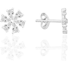 Söğütlü Silver Gümüş Rodyumlu Zirkon Taşlı Kristal Çiçek Küpe SGTL12662RODAJ