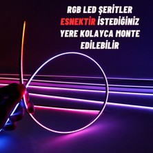 Araç Içi Torpido Atmosfer Ambiyans Rgb Neon Kayar LED Şerit 465 Modlu Set Bluetooth app kontrollü