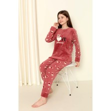 Nisanca Kışlık Peluş Polar Kız Çocuk Pijama Takımı