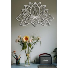 Artroya 3D Lotus Metal Duvar Tablosu - Ev Duvar Dekorasyonu - 68 x 44 cm -Gümüş - ARTS-335SILVER