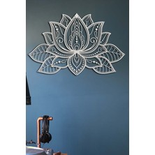Artroya 3D Lotus Metal Duvar Tablosu - Ev Duvar Dekorasyonu - 68 x 44 cm -Gümüş - ARTS-335SILVER