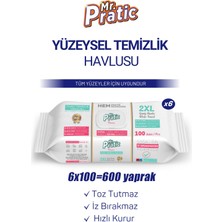 Mr Pratic Premium Yüzey Temizlik Havlusu Beyaz Sabun Kokulu İz Bırakmaz Pratik Temizlik 6 x 100 600 Yaprak