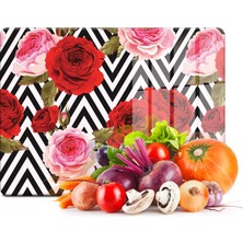 Decovetro Kırmızı Gül Görünümlü Cam Kesim Tablası 20 x 30 cm