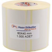 Hazır Etiketler Eko Termal Rulo Etiket 80MM x 40MM 1000 Adet