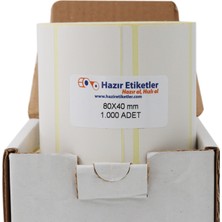 Hazır Etiketler Eko Termal Rulo Etiket 80MM x 40MM 1000 Adet