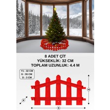 Plastik Yılbaşı Ağacı Çiti (Y: 32 CM G: 55 CM) 8 Adet Sert Zemin Ayaklı - Kırmızı