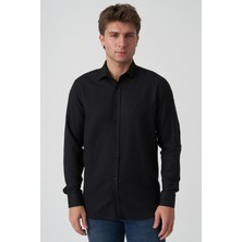 White Stone Caldas Da Rainha G2518 Slim Fit Gömlek Desenli Siyah