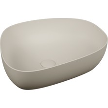 VitrA Outline 5991B420-0016 Asimetrik Lavabo, VitrA Clean, 56 cm, Mat Bej