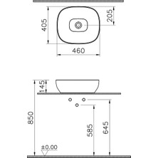 VitrA Outline 5994B403-0016 Kare Lavabo, VitrA Clean, 48 cm, Beyaz