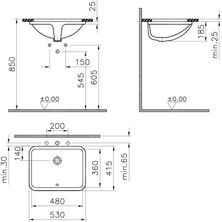 VitrA S20 5339B003-0012 Tezgah Altı Lavabo, 48 cm, Beyaz