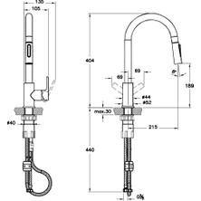 Artema Maestro A42145 Pull-Down Eviye Bataryası, Krom