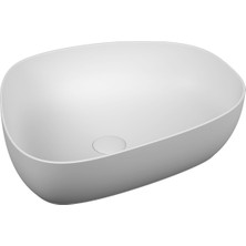 VitrA Outline 5991B401-0016 Asimetrik Lavabo, VitrA Clean, 56 cm, Mat Beyaz