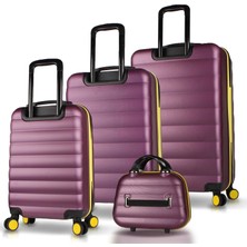 My Valice Colors Abs Kabin Orta Büyük ve Makyaj Boy Mürdüm 4'lü Travel Valiz Seti
