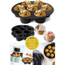 Omilife Siyah Silikon Airfry Kek Pişirme Kalıbı Tüm Airfryerlara Uyumlu Muffin Pişirme Kabı