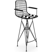 Knsz kafes tel bar sandalyesi 1 li zengin syhaldo kolçaklı 75 cm oturma yüksekliği ofis cafe bahçe mutfak