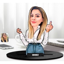 Bk Gift Kişiye Özel Orta Parmak Karikatürlü Ahşap Biblo-2, Arkadaşa Hediye, Sevgiliye Hediye