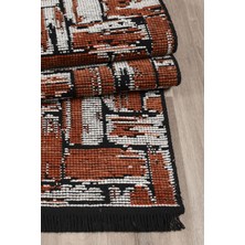 Sere Serpe Kaymaz Taban Yıkanabilir Oturma Odası Salon Çocuk Odası Mutfak Chenille Kilim 282 Kiremit