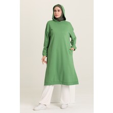 Sefa Merve Kapüşonlu Spor Tunik 3007-16 Fıstık Yeşili