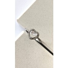 Atelier Deep Zirkon Taş Pırlanta Montür Kalp Ayarlanabilir Silver Yüzük DRN20005