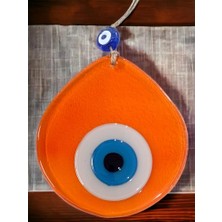 Mavi Nazar Boncuklu Şeffaf Turuncu Renk Nazar Boncuklu Damla Desen El Yapımı Duvar Süsü Alithestereo