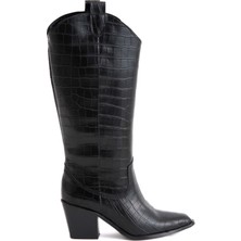 Enodia Croc Siyah Croco Kovboy Çizme