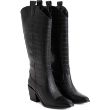 Enodia Croc Siyah Croco Kovboy Çizme