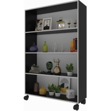 Kenzlife kitaplık beril 148*090*020 gri tekerlekli mutfak dolabı banyo ofis ayakkabılık kiler