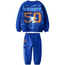 2kids2mom Peanuts Snoopy Süzene Nakış Detaylı Sweatshirt ve Alt Eşeofman Takım