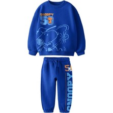 2kids2mom Peanuts Snoopy Süzene Nakış Detaylı Sweatshirt ve Alt Eşeofman Takım