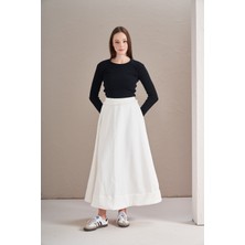 3 Iplik Şardonlu Daire Etek Ekru