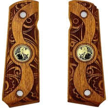 Zib Grips Silah Kabzası - Colt 1911, Girsan Mc 1911 ile Uyumlu - Tütün Renk - Metal Logolu - CLT1911TN094L1