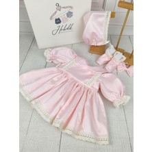 Hobidik Baby Hobidik Kız Bebek Pembe Krem Önden Dantelli Elbise Seti