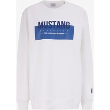 Mustang Bisiklet Yaka Ekru Erkek Sweatshırt M4WM-SWT-1535