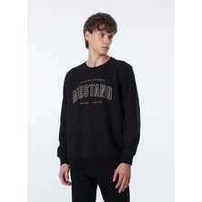 Mustang Bisiklet Yaka Siyah Erkek Sweatshırt M4WM-SWT-1981