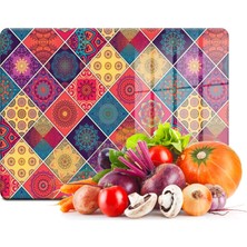 Decovetro Cam Kesme Tahtası ve Sunumluk Kare Mandala Desenli 20x30 Cm