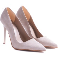 Enodia Nazoo Bej Süet Sivri Burun Stiletto