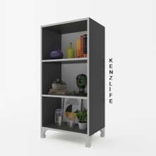 Kenzlife kitaplık tuğçe 108*030*020 gri ayaklı mutfak dolabı banyo ofis ayakkabılık kiler