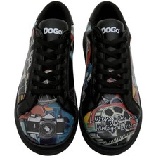 Kadın Vegan Deri Siyah Sneakers - Living in a Vintage Dream Tasarım