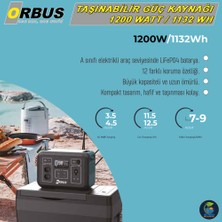 Orbus 1200W Power Station - 1200 Watt Taşınabilir Güç Kaynağı - 1.2 Kw