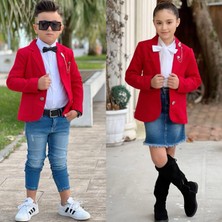 Uğurböceğiçocuk Ceketli Gömlekli Kot Alt Unısex Çocuk Takım