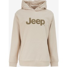 Jeep Kapüşon Yaka Baskılı Bej Erkek Sweatshırt C4WM-SWT4208