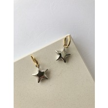 Atelier Deep Yıldız Balon Sallantılı Silver Gold Çelik Küpe DRN10028