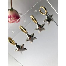 Atelier Deep Yıldız Balon Sallantılı Silver Gold Çelik Küpe DRN10028