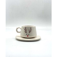 Tardan Betty El Yapımı Geyik Desenli Fincan 190 ml  -  Xmas Deer ( 1 Adet)