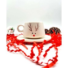 Tardan Betty El Yapımı Geyik Desenli Fincan 190 ml  -  Xmas Deer ( 1 Adet)