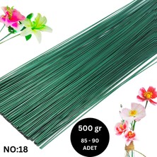 Yeşil Yapay Çiçek Teli, No:18 (1.5 Mm) - Çiçek Aranjman Yapım Teli, 500 gr (85-90 Adet), 60  cm