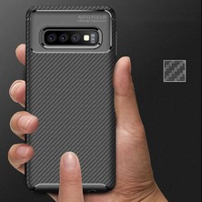Skyarc Samsung Galaxy S10 Plus Karbon Görünüm Negro Silikon Kılıf