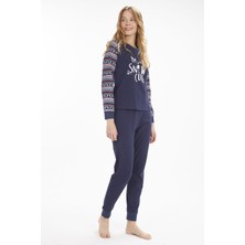 L40308W Snowcute Yılbaşı Temalı Pijama Takımı