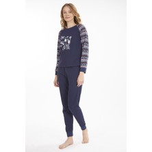 L40308W Snowcute Yılbaşı Temalı Pijama Takımı